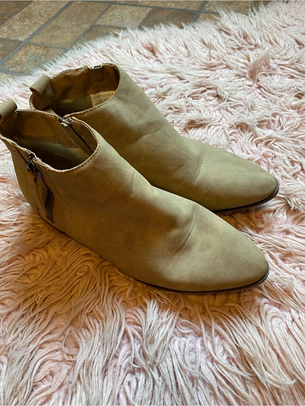 Aeropostale Taupe Ankle Booties with Side Zipper